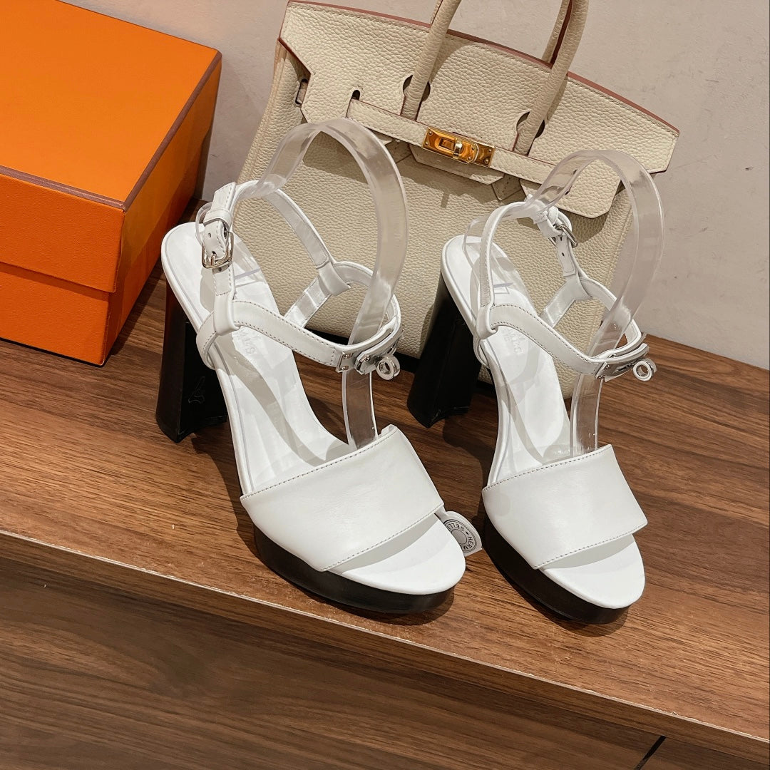 GLAM SANDAL 110 WHITE LAMBSKIN - 35