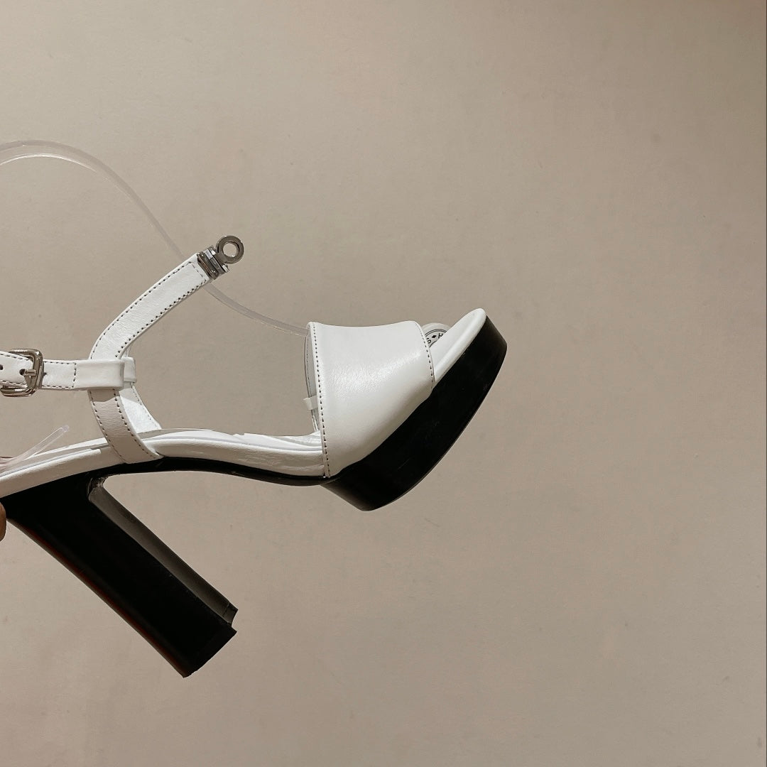 GLAM SANDAL 110 WHITE LAMBSKIN - 35