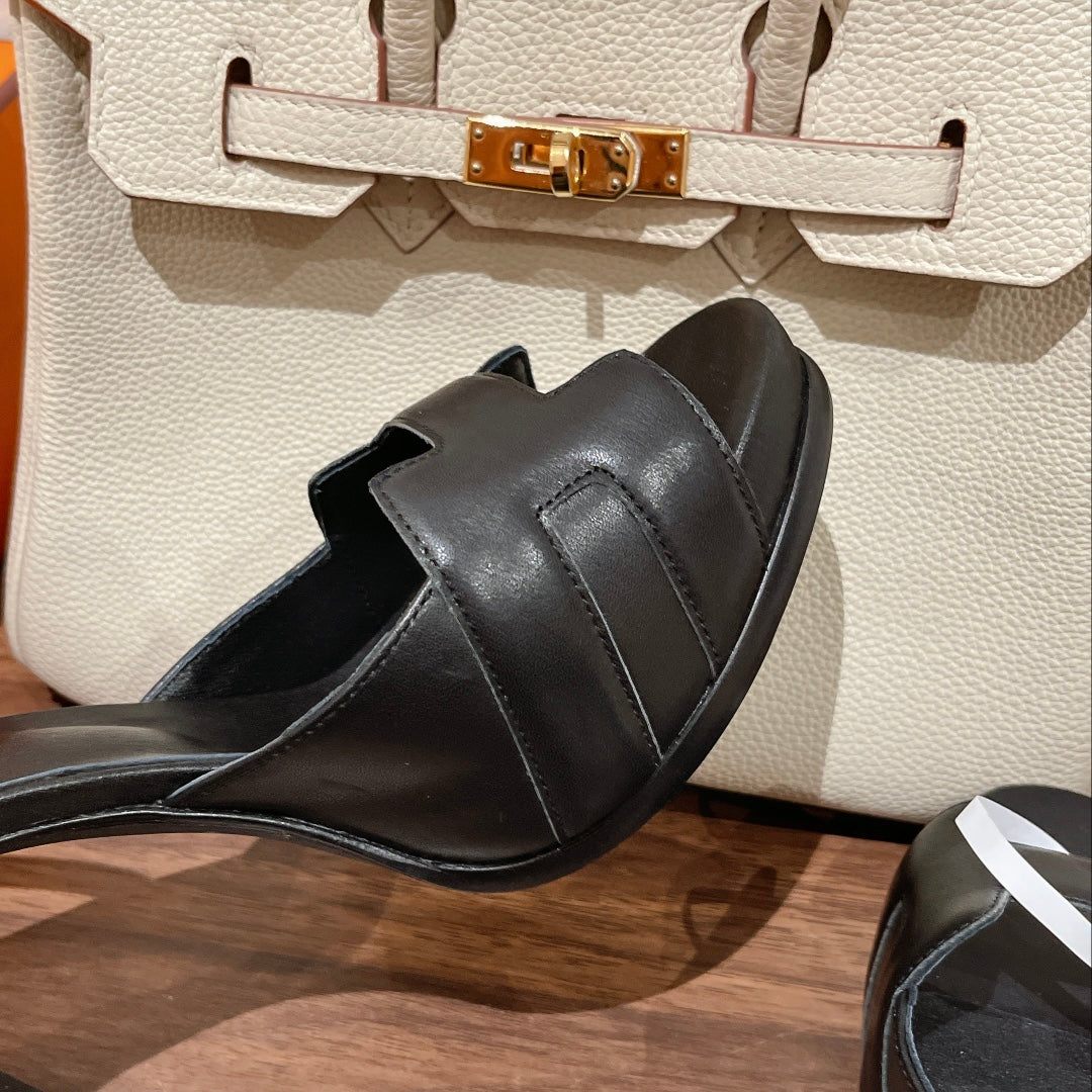H - CLASSIC SANDAL 125 BLACK LAMBSKIN - 35
