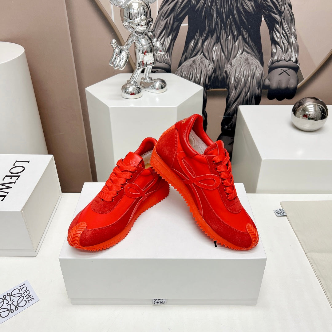 FLOW RUNNER SNEAKER IN RUBY RED SUEDE AND SHEEPSKIN - 35