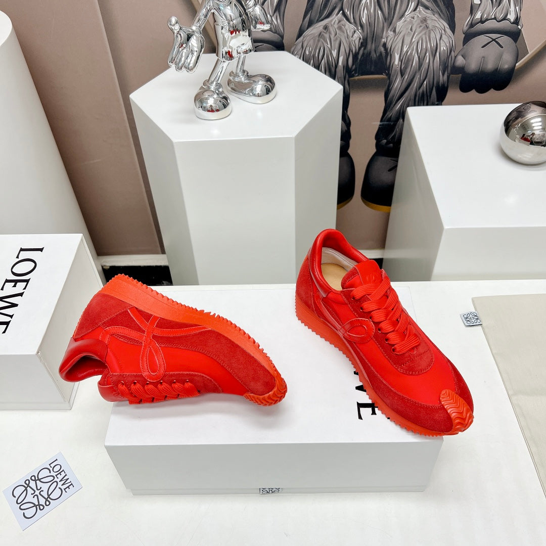 FLOW RUNNER SNEAKER IN RUBY RED SUEDE AND SHEEPSKIN - 35