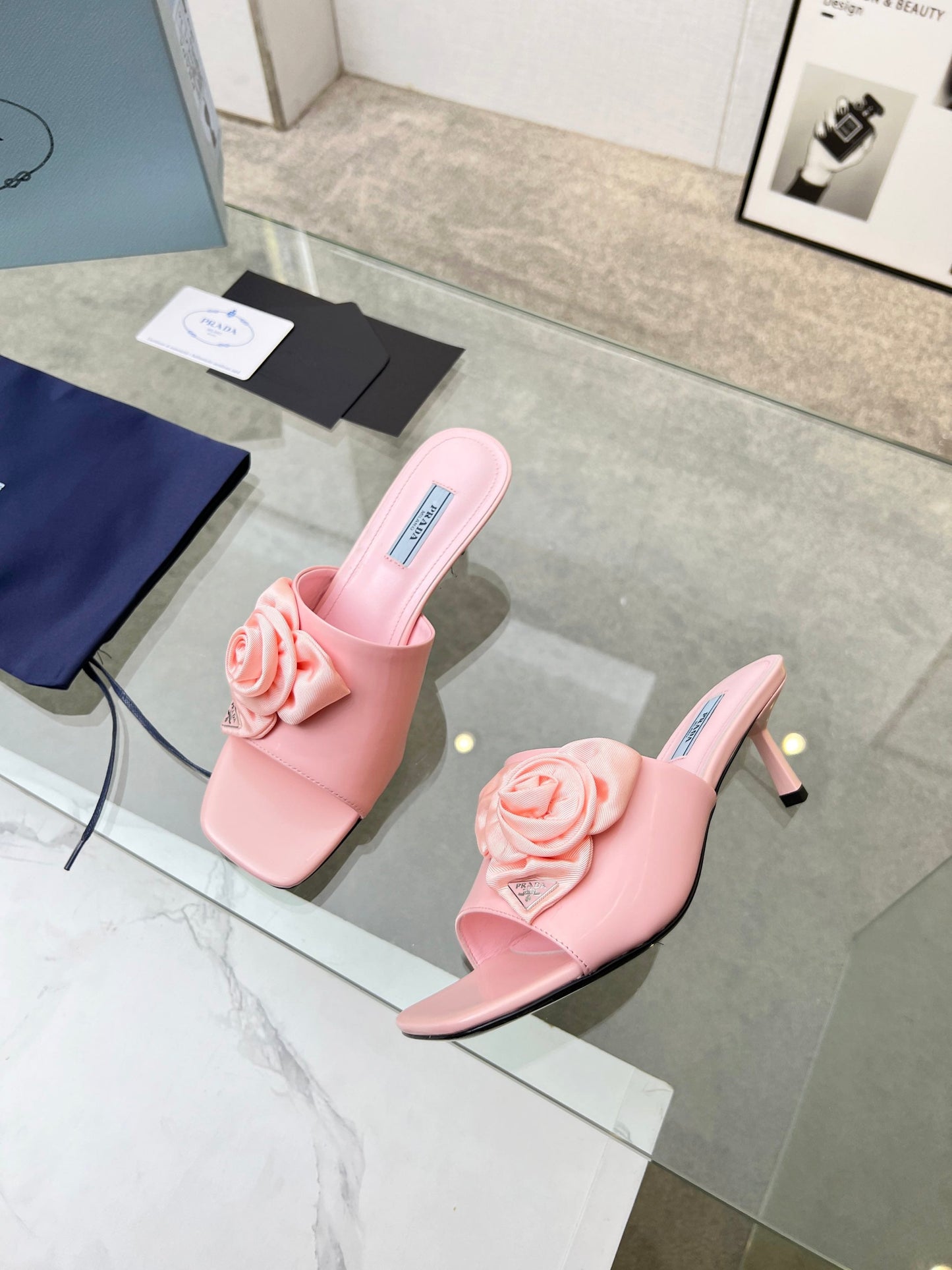 PRA FLOWER POINTED HEELS 55 LIGHT PINK CALFSKIN - 35