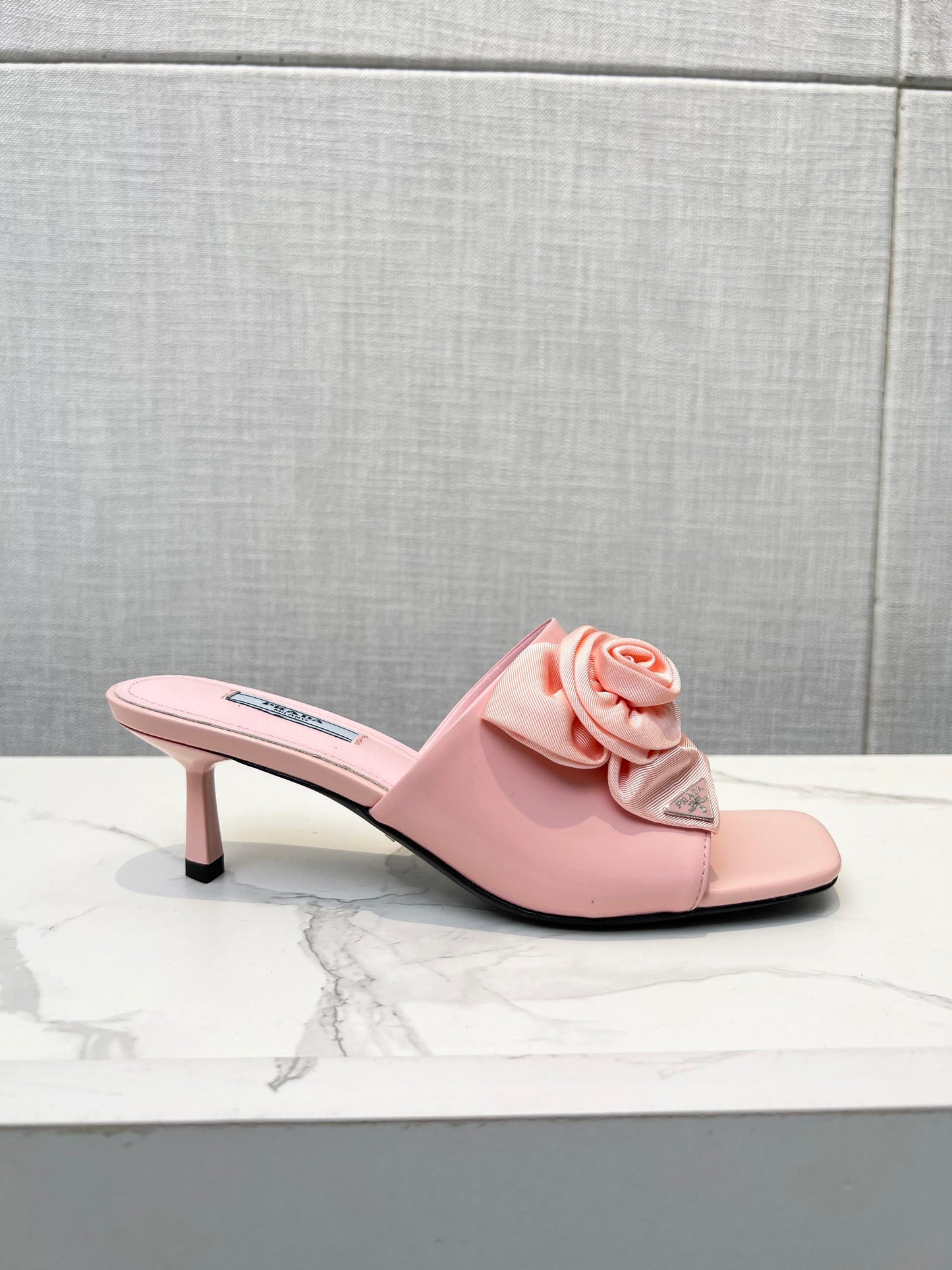 PRA FLOWER POINTED HEELS 55 LIGHT PINK CALFSKIN - 35