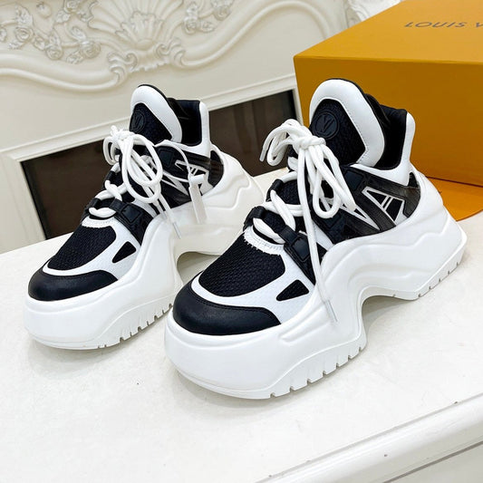 LV ARCHLIGHT 2.0 PLATFORM SNEAKER IN WHITE MIX BLACK MIX OF MATERIALS - 35