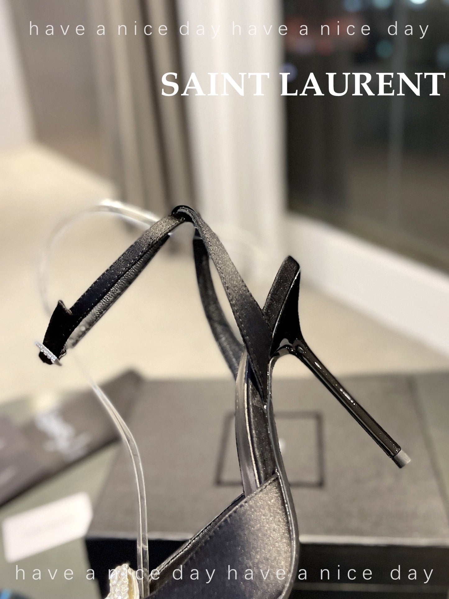 SL AYERS CRYSTAL SANDAL BLACK SATIN - 35