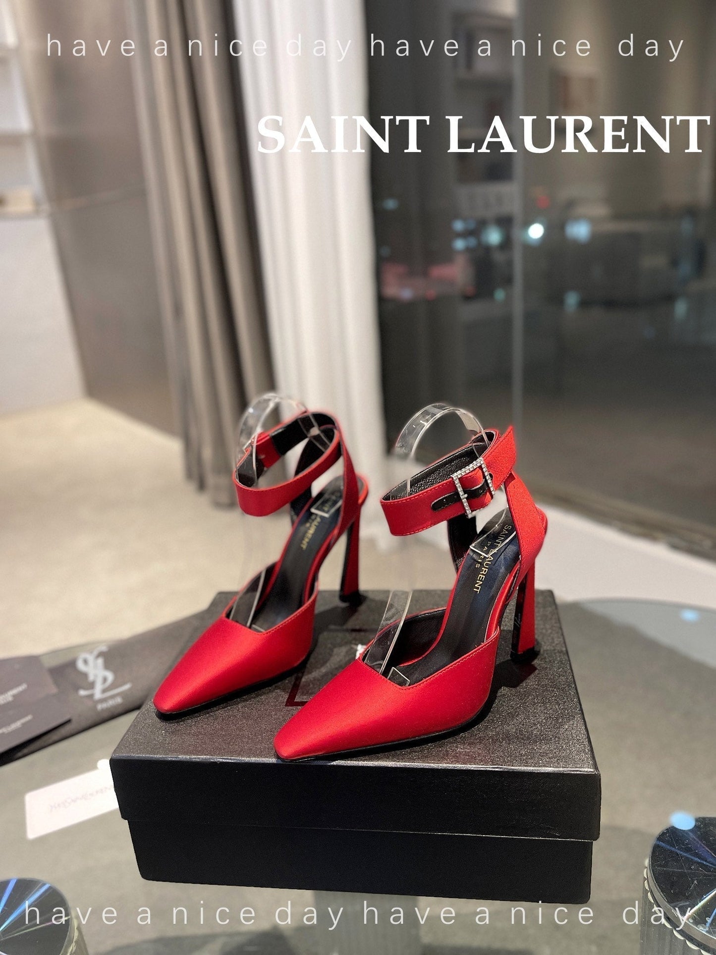 SL FANNY SLINGBACK PUMPS RED SATIN - 35