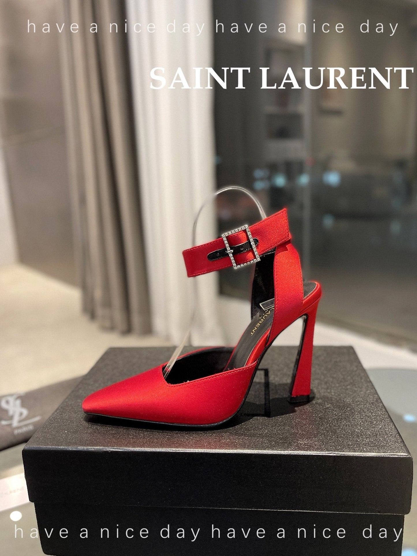 SL FANNY SLINGBACK PUMPS RED SATIN - 35