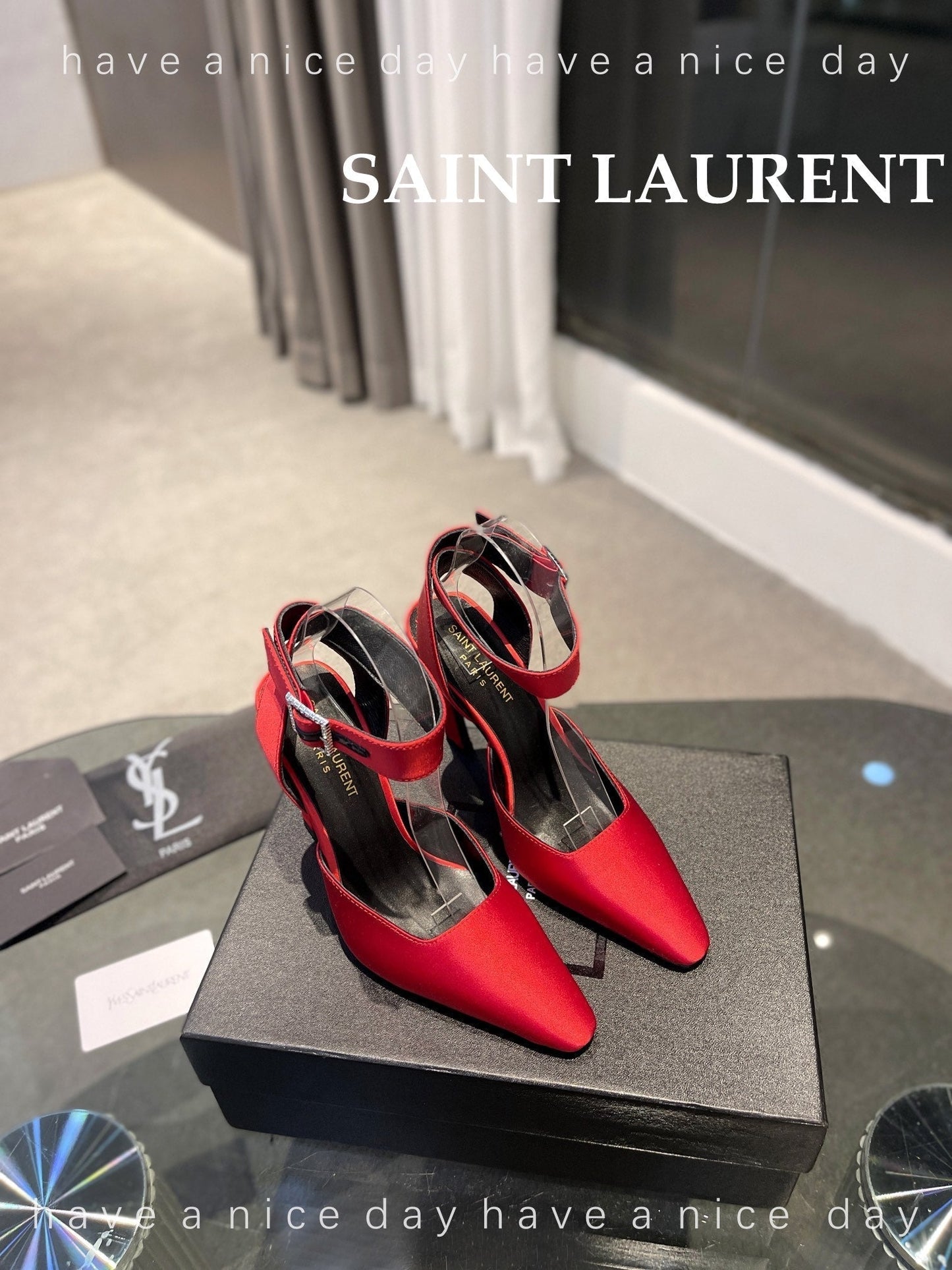 SL FANNY SLINGBACK PUMPS RED SATIN - 35
