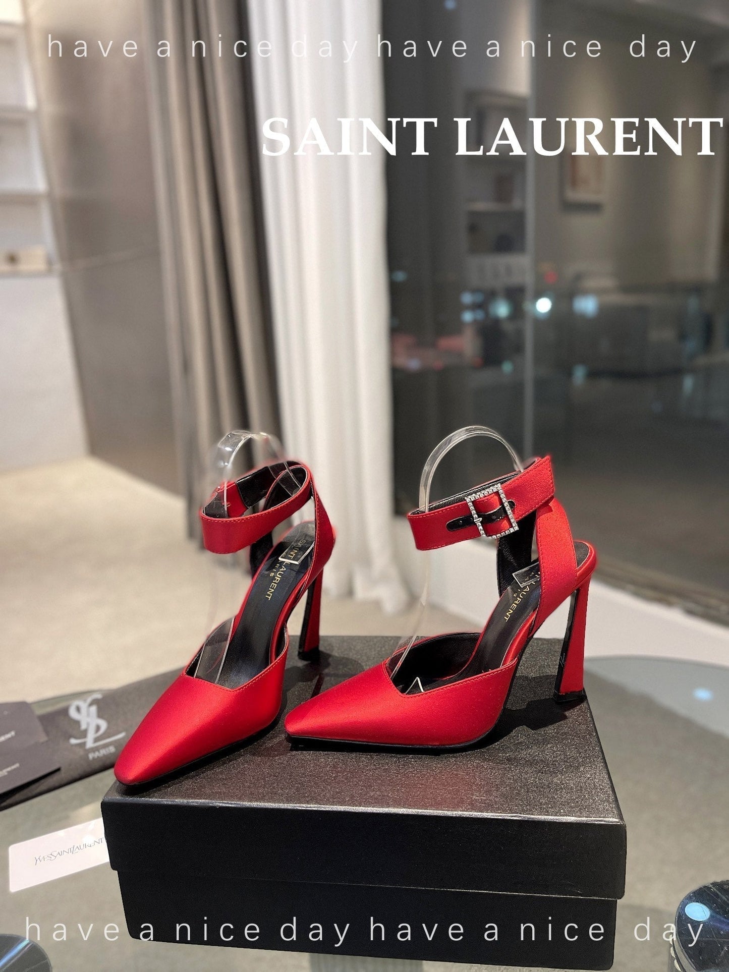 SL FANNY SLINGBACK PUMPS RED SATIN - 35