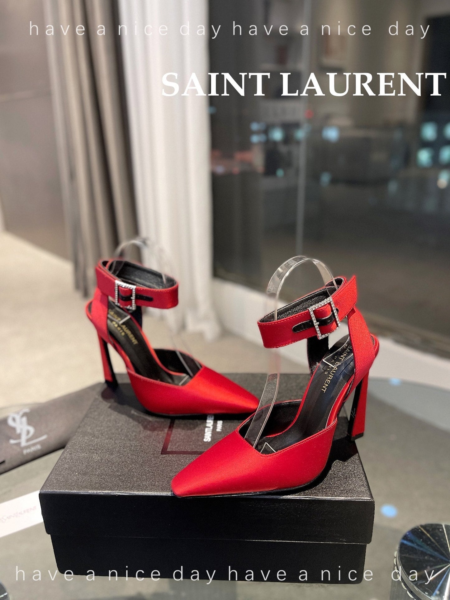 SL FANNY SLINGBACK PUMPS RED SATIN - 35