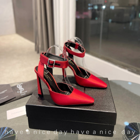 SL FANNY SLINGBACK PUMPS RED SATIN - 35
