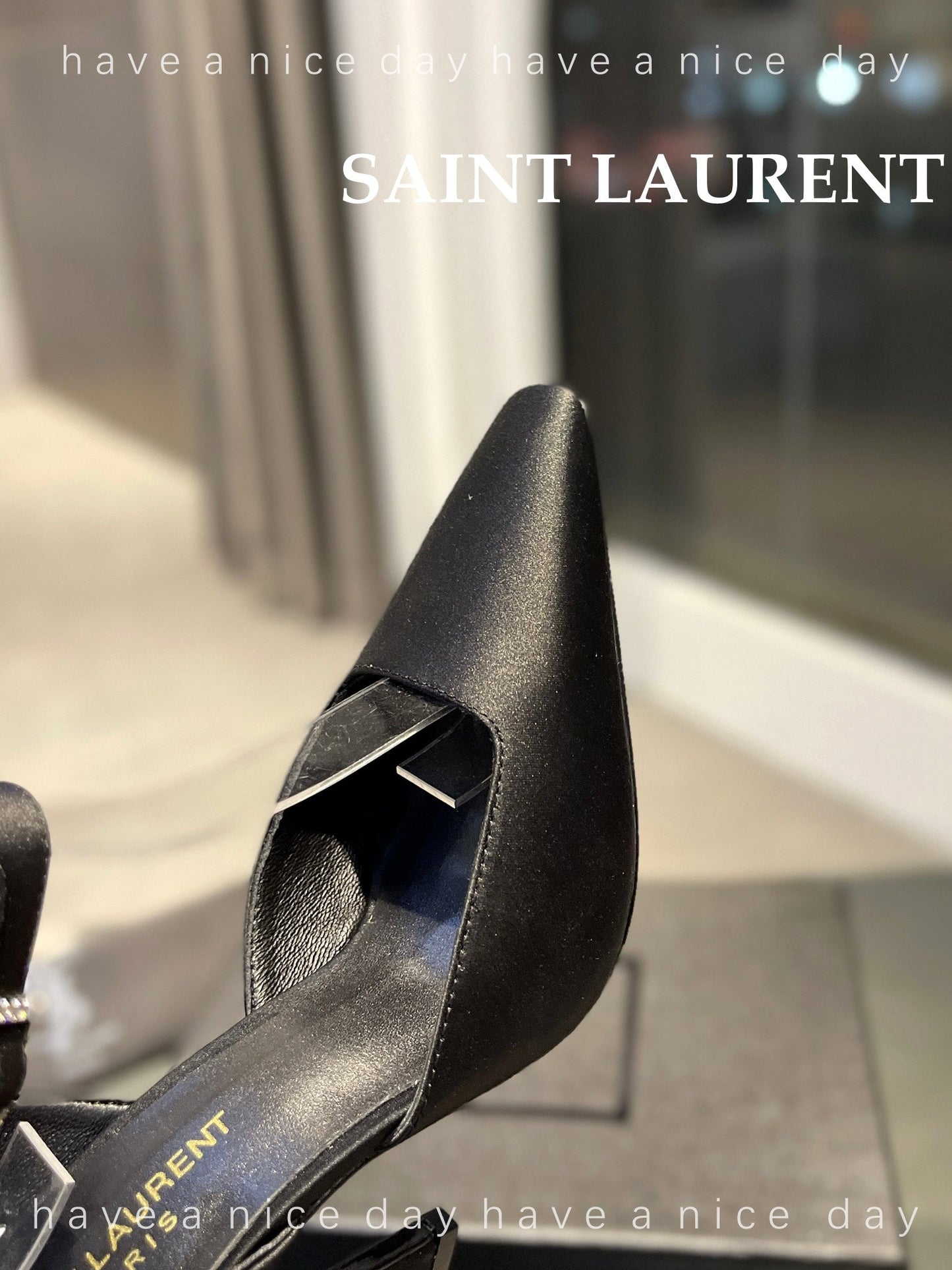 SL FANNY SLINGBACK PUMPS BLACK SATIN - 35