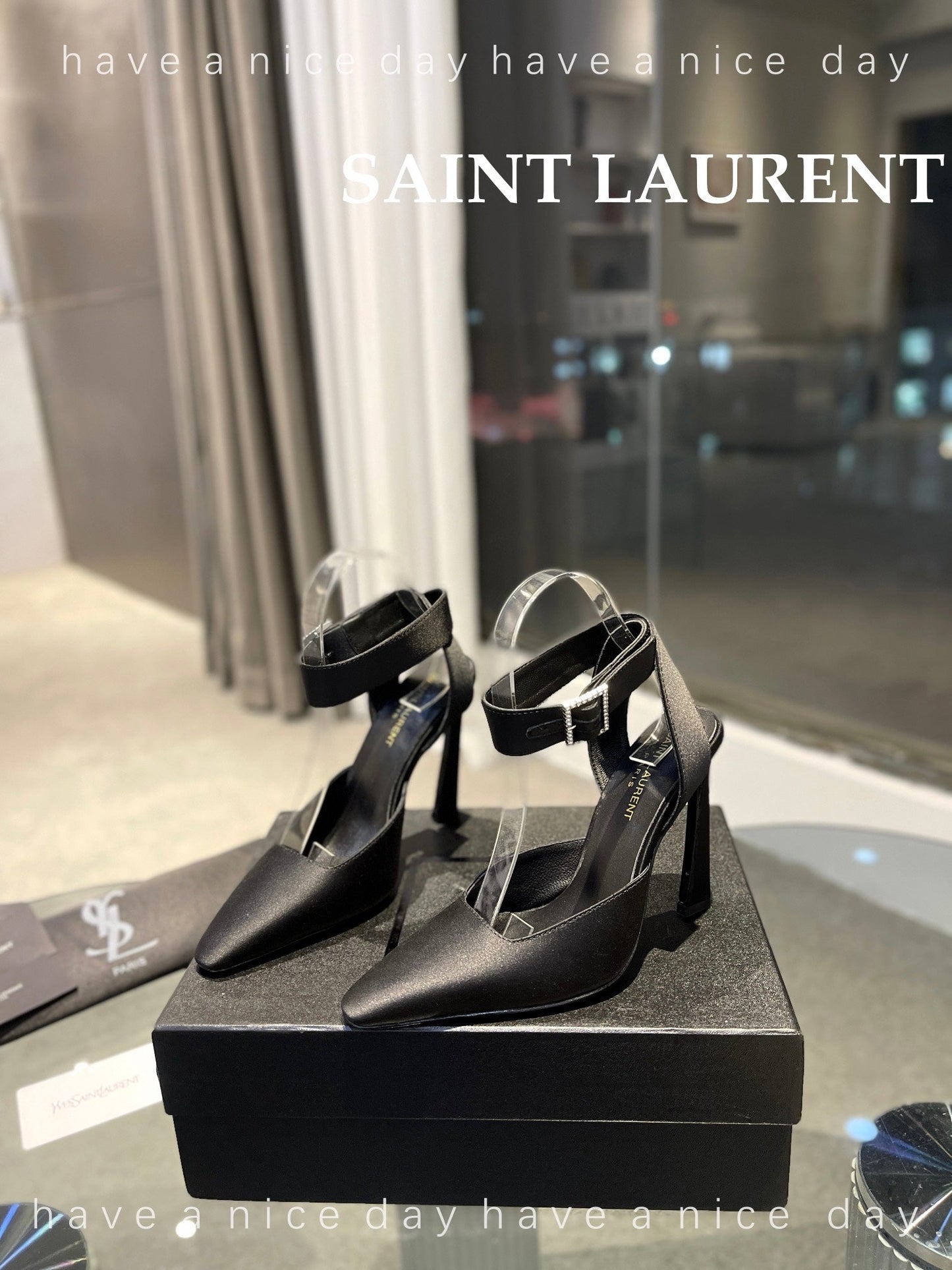 SL FANNY SLINGBACK PUMPS BLACK SATIN - 35