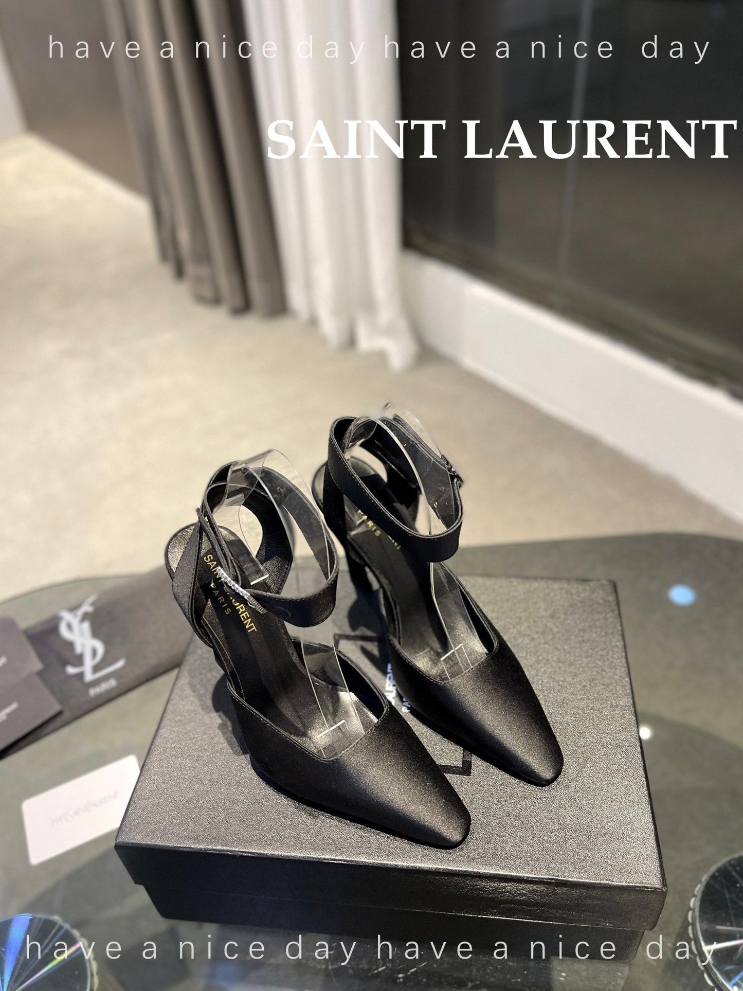 SL FANNY SLINGBACK PUMPS BLACK SATIN - 35