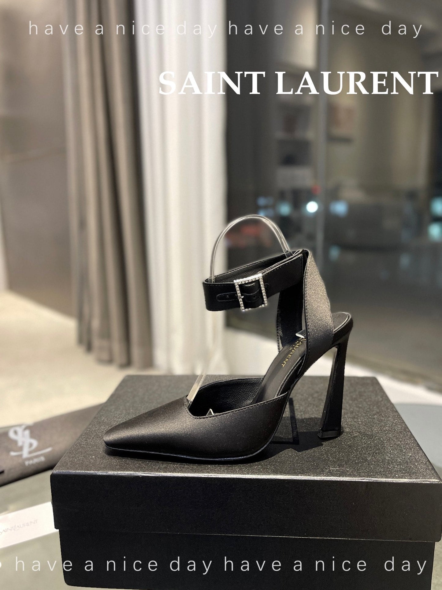 SL FANNY SLINGBACK PUMPS BLACK SATIN - 35