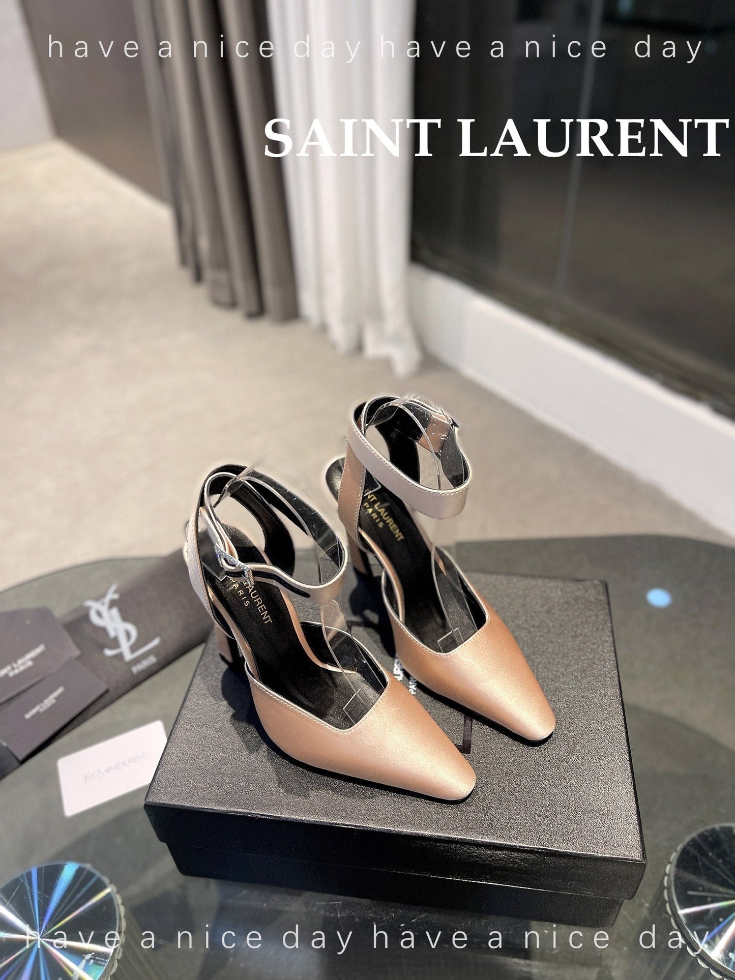 SL FANNY SLINGBACK PUMPS CHAMPAGNE SATIN - 35