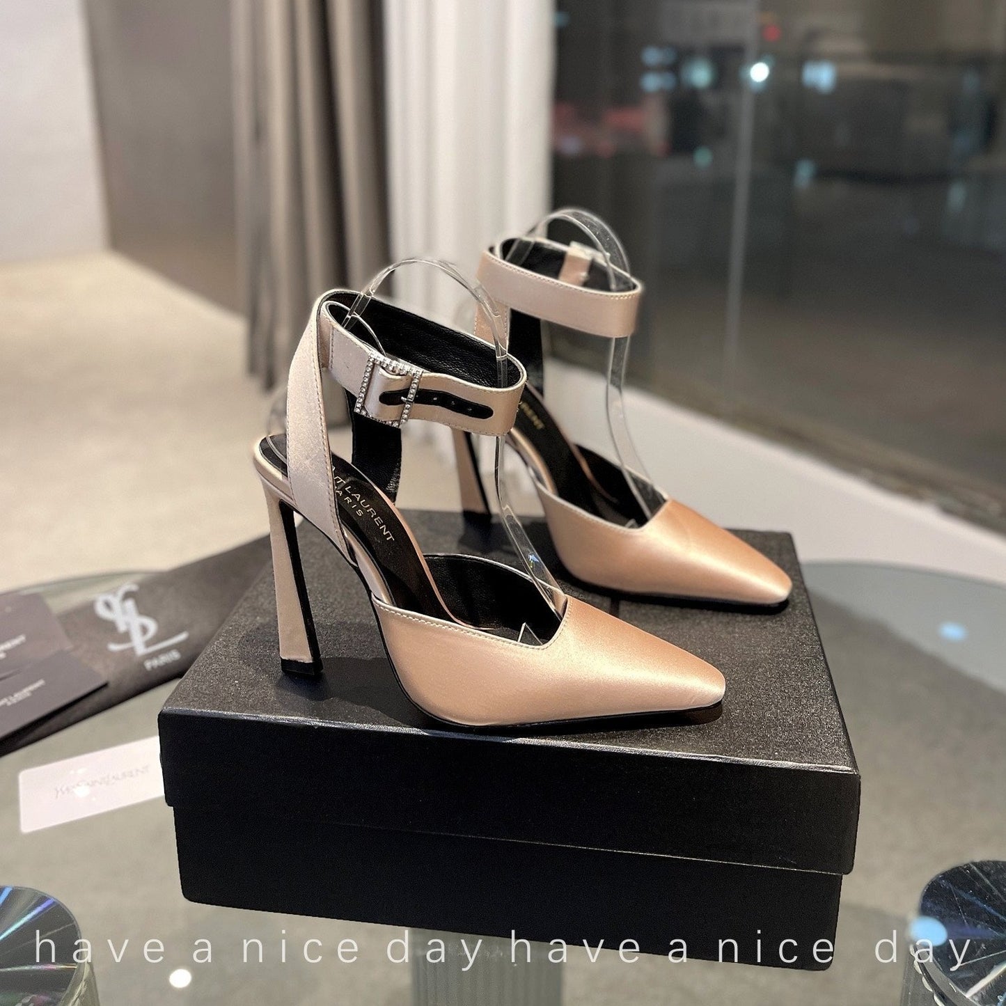 SL FANNY SLINGBACK PUMPS CHAMPAGNE SATIN - 35