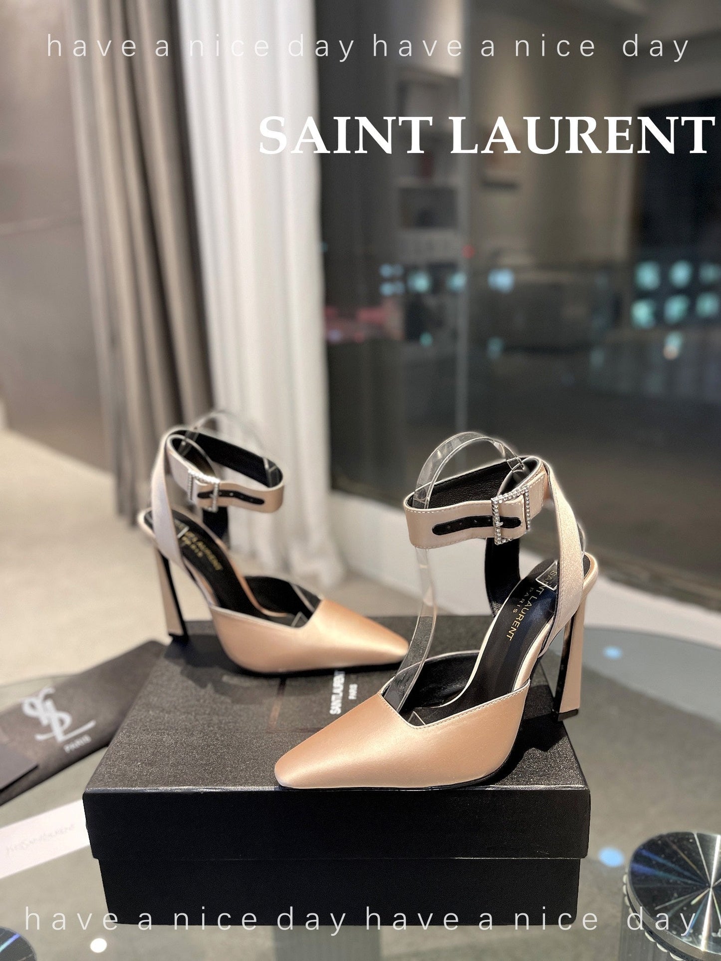 SL FANNY SLINGBACK PUMPS CHAMPAGNE SATIN - 35