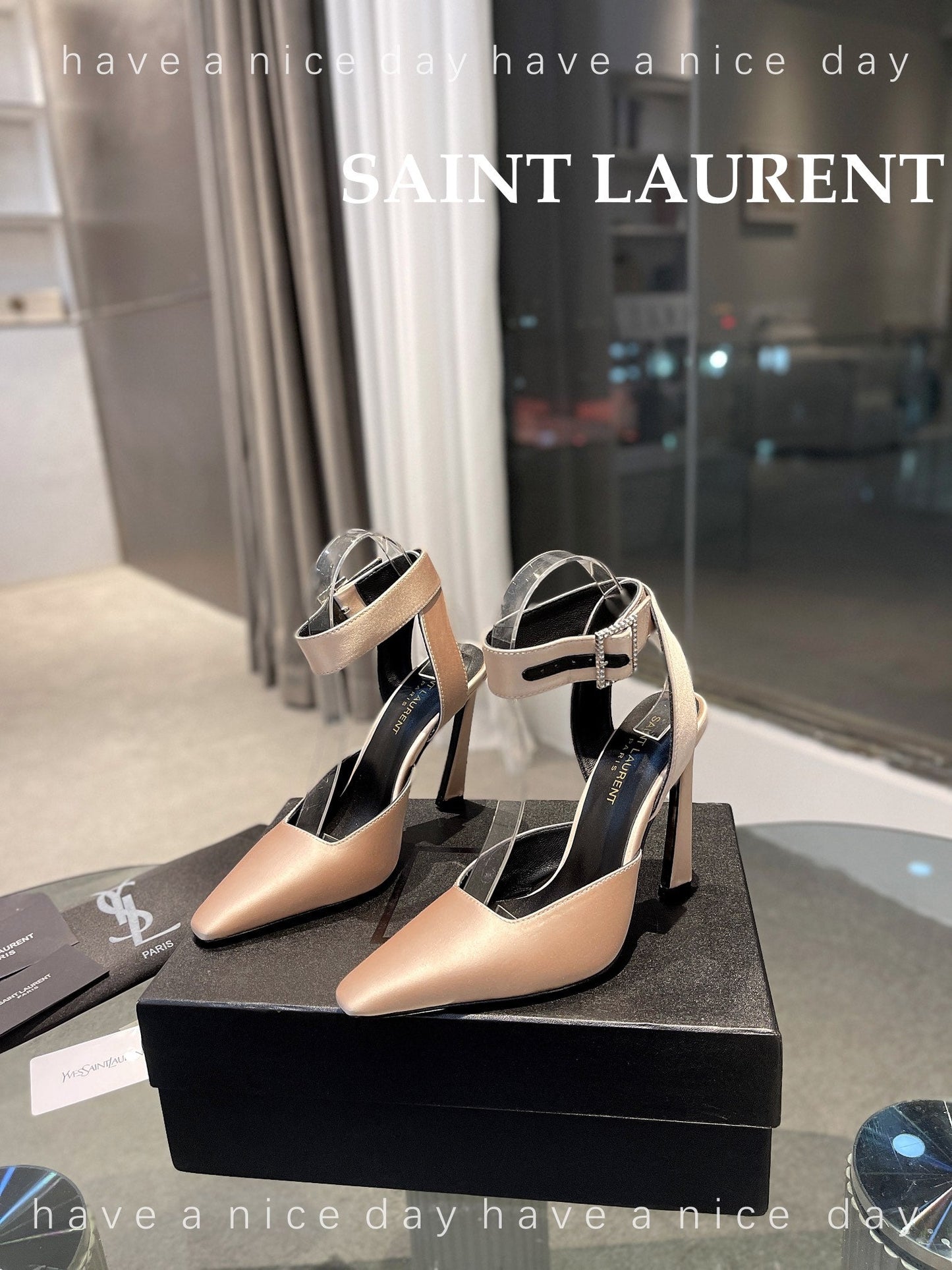 SL FANNY SLINGBACK PUMPS CHAMPAGNE SATIN - 35