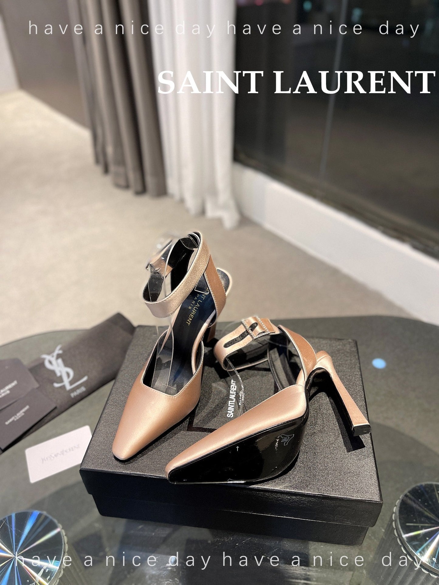 SL FANNY SLINGBACK PUMPS CHAMPAGNE SATIN - 35