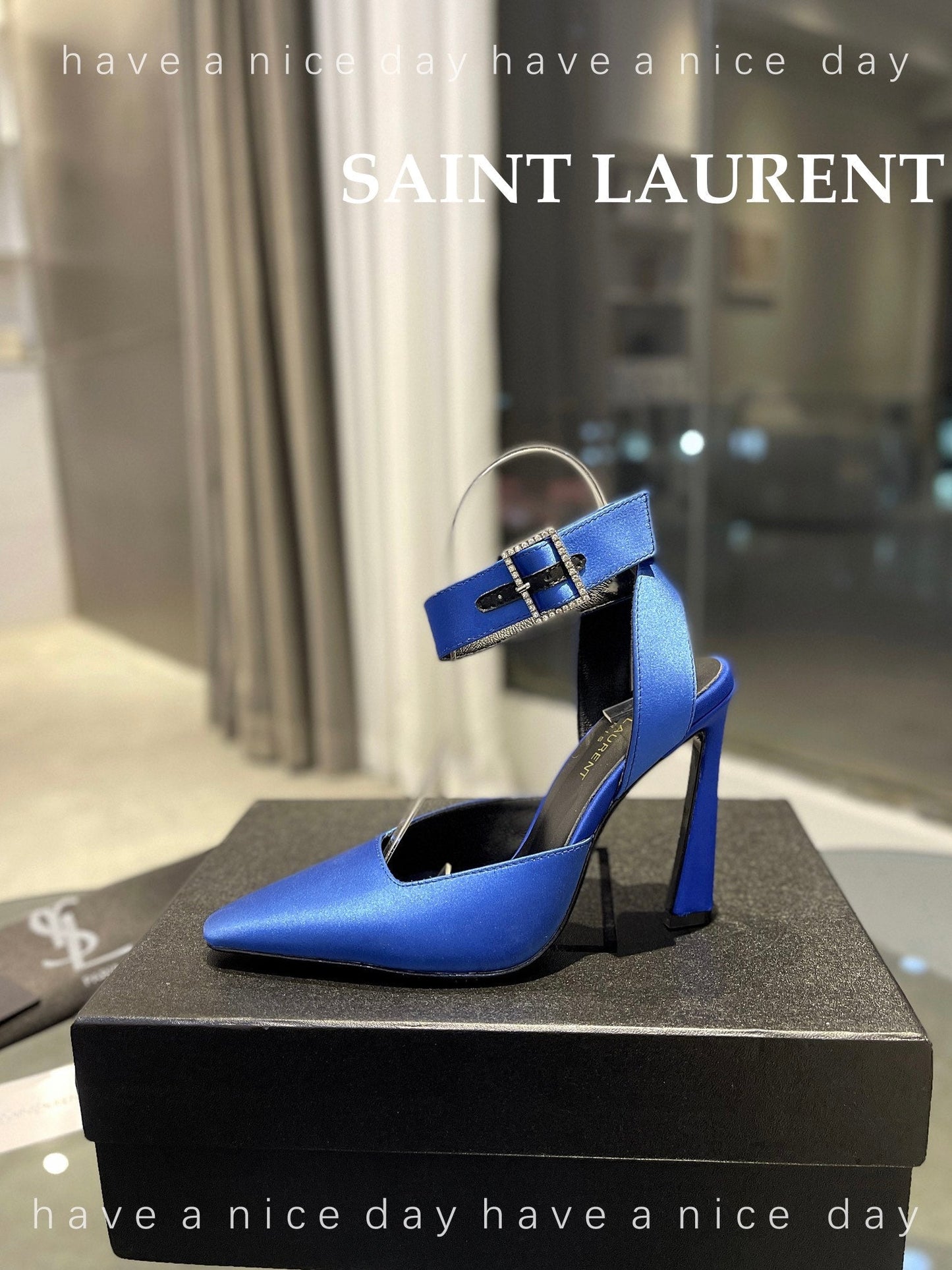 SL FANNY SLINGBACK PUMPS COBALT SATIN - 35