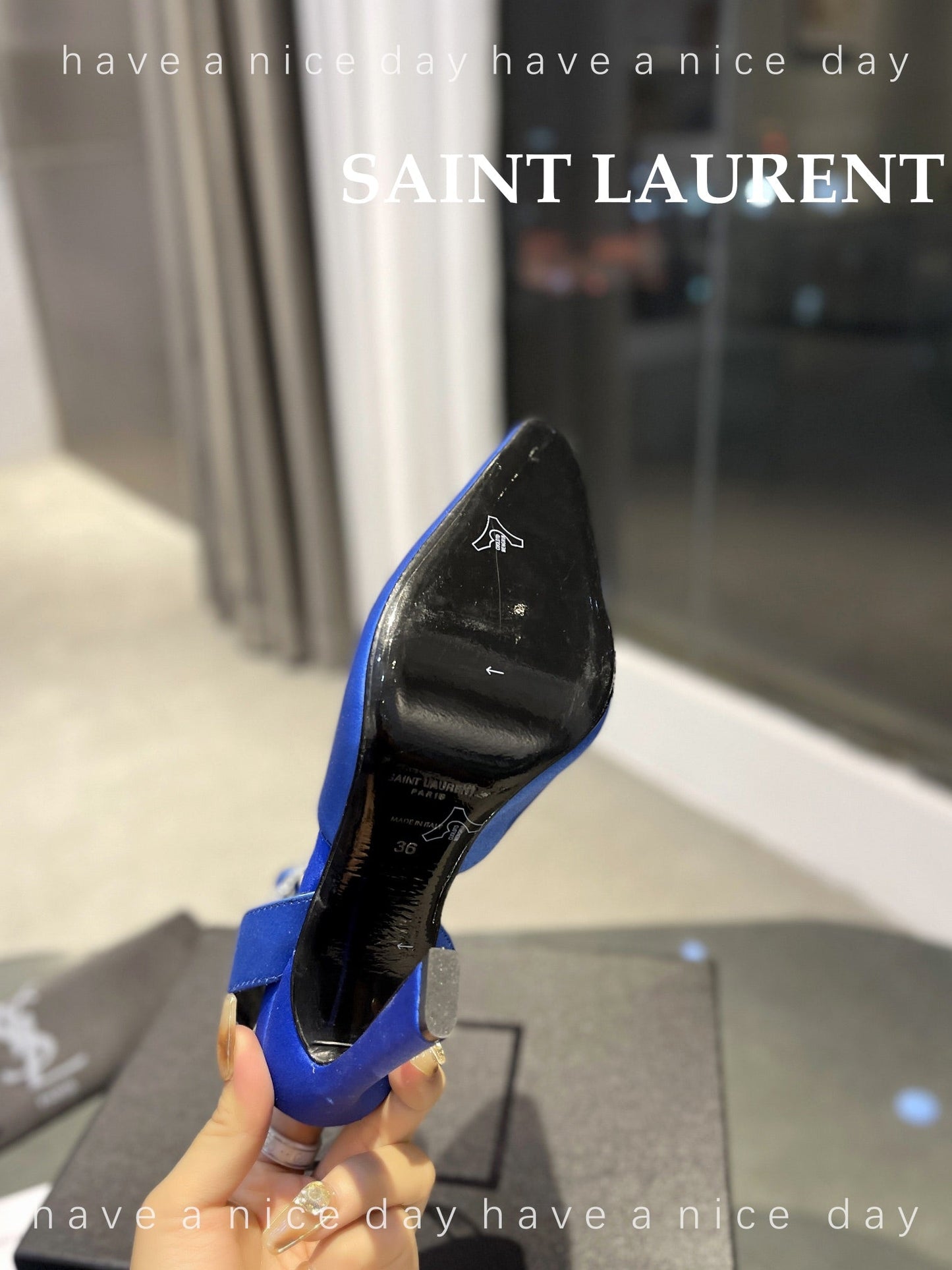 SL FANNY SLINGBACK PUMPS COBALT SATIN - 35