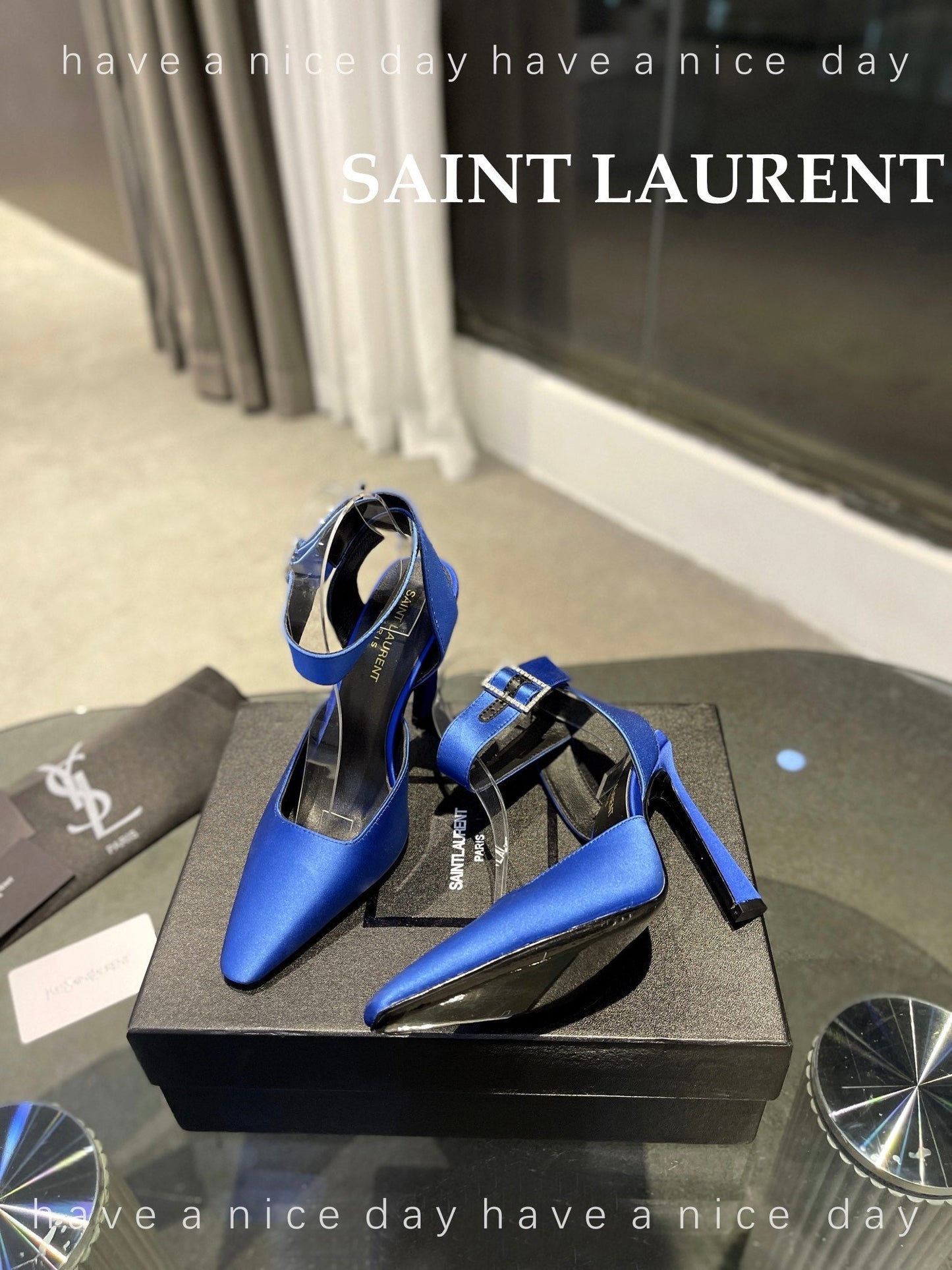 SL FANNY SLINGBACK PUMPS COBALT SATIN - 35