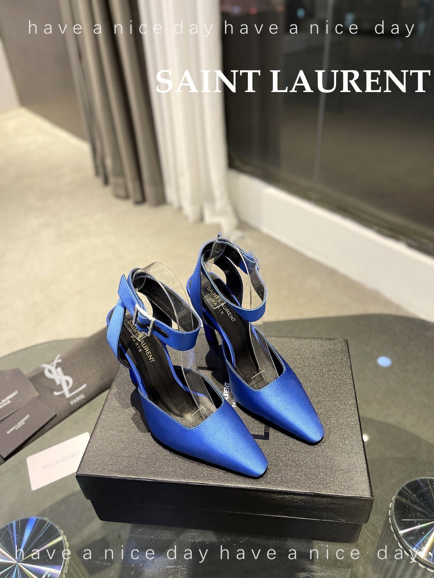 SL FANNY SLINGBACK PUMPS COBALT SATIN - 35