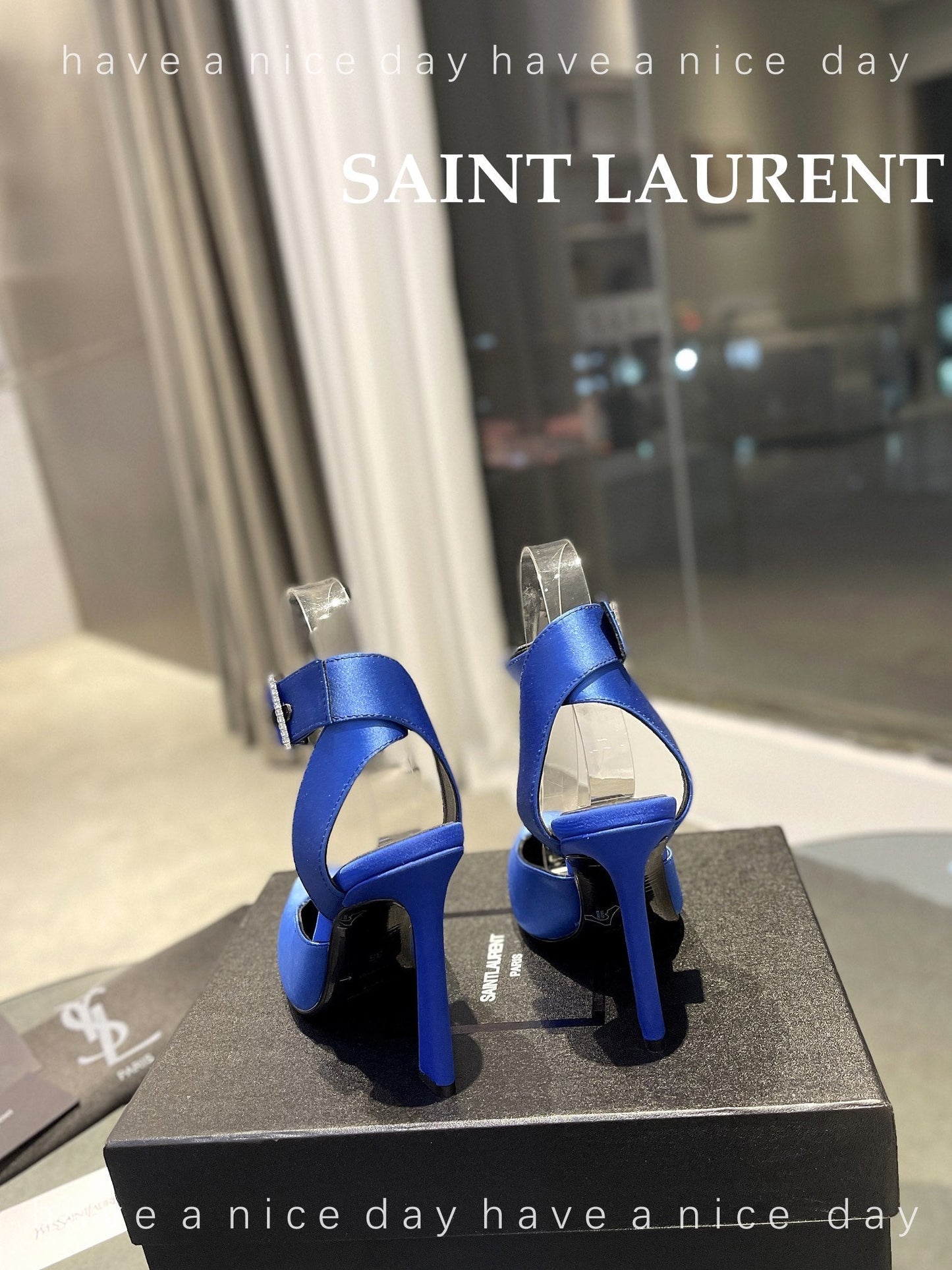 SL FANNY SLINGBACK PUMPS COBALT SATIN - 35