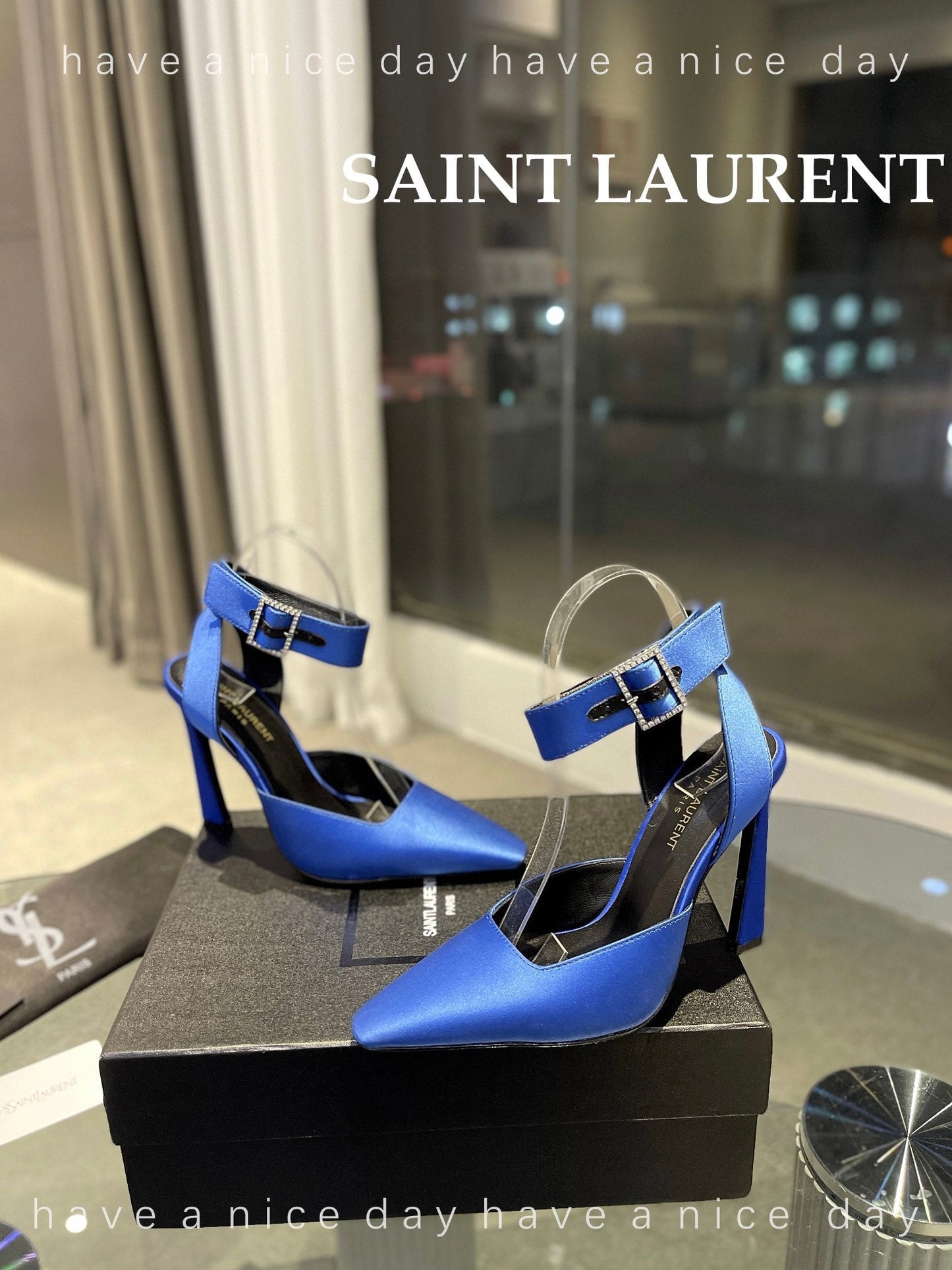 SL FANNY SLINGBACK PUMPS COBALT SATIN - 35