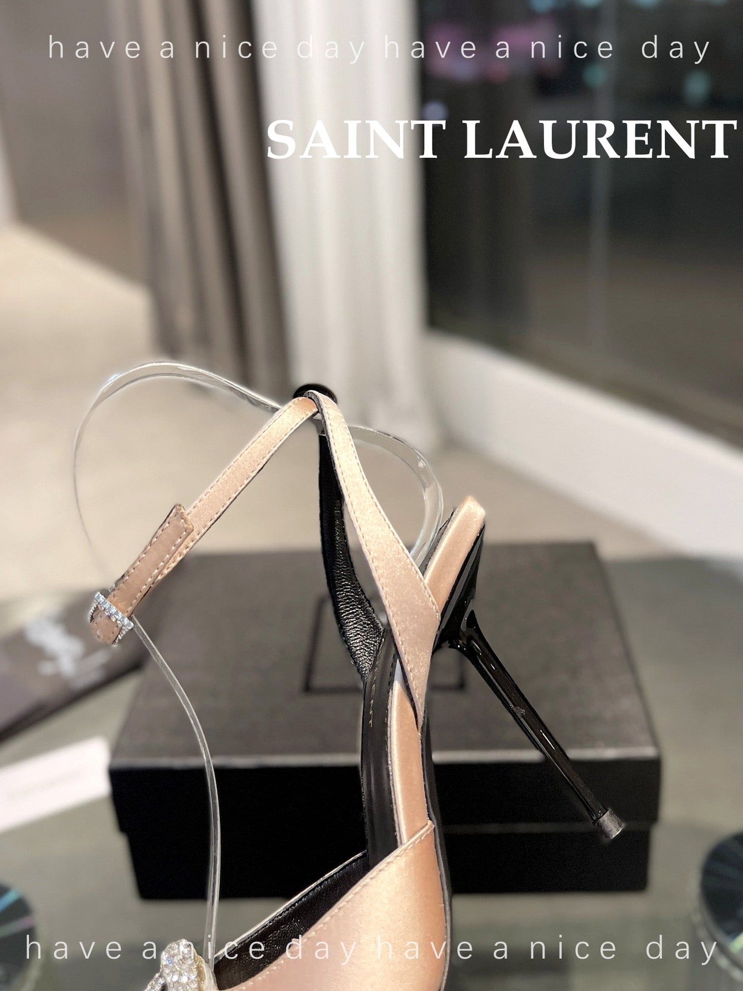 SL AYERS CRYSTAL SANDAL CHAMPAGNE SATIN - 35