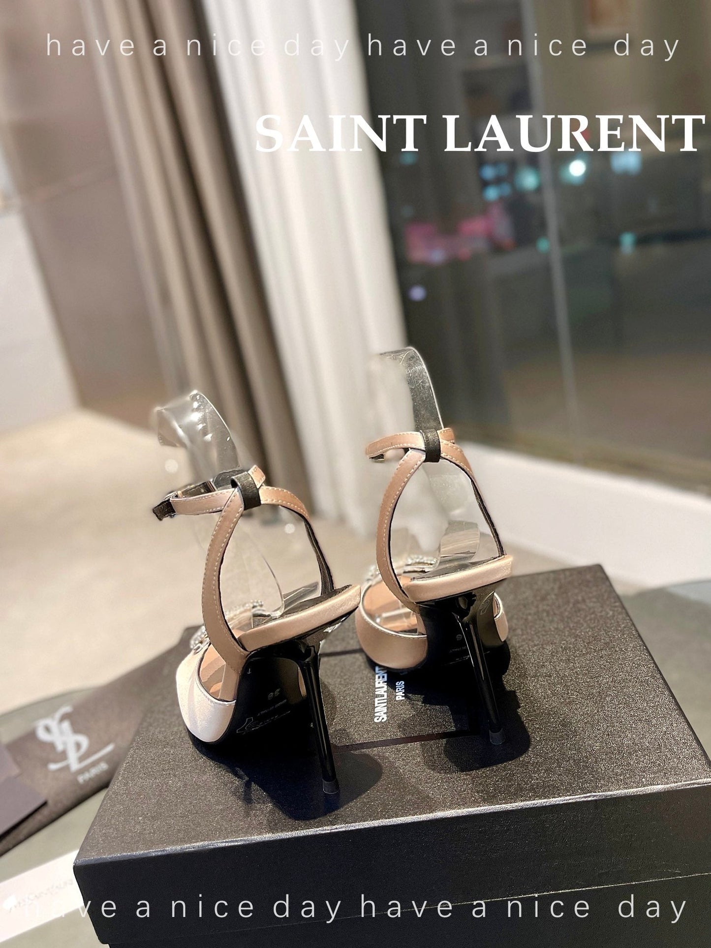 SL AYERS CRYSTAL SANDAL CHAMPAGNE SATIN - 35