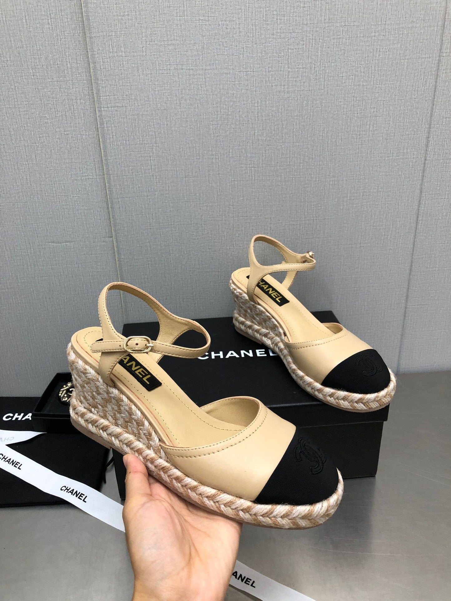 MARY JANE WEDGE BEIGE CREAM LAMBSKIN - 35