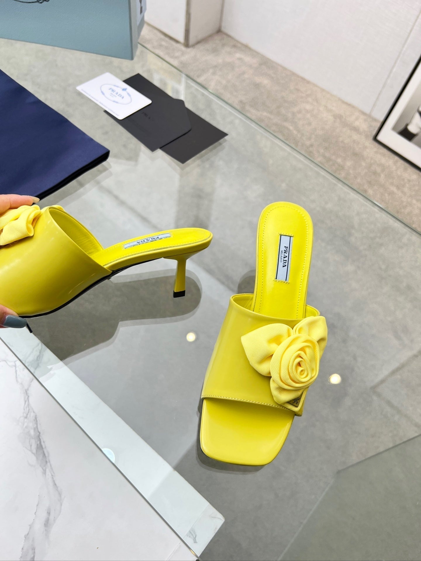 PRA FLOWER POINTED HEELS 55 LEMON CALFSKIN - 35