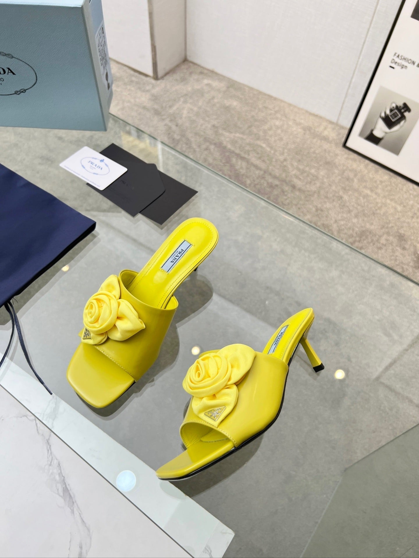 PRA FLOWER POINTED HEELS 55 LEMON CALFSKIN - 35