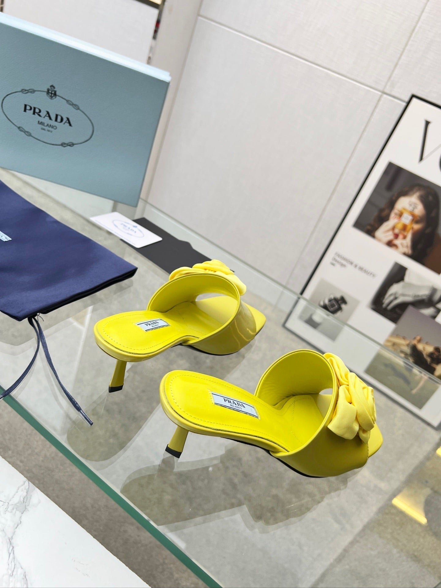 PRA FLOWER POINTED HEELS 55 LEMON CALFSKIN - 35