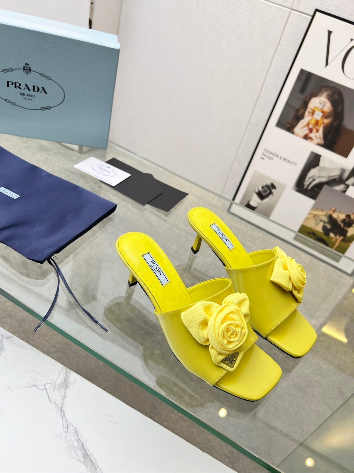 PRA FLOWER POINTED HEELS 55 LEMON CALFSKIN - 35