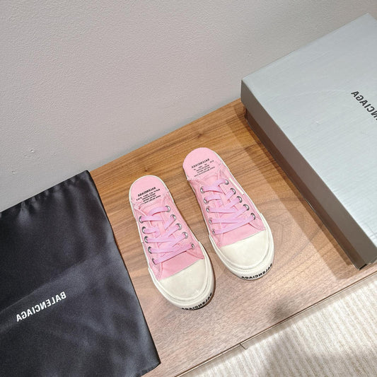 BALENCIAGA 25S SPORT CLOGS IN PINK CANVAS - 35