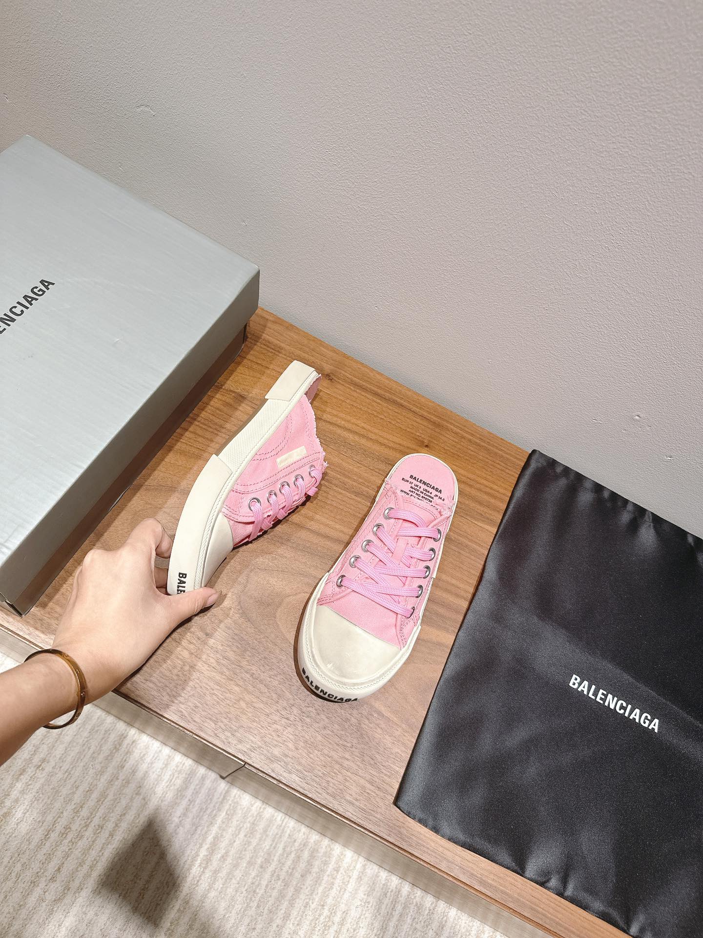 BALENCIAGA 25S SPORT CLOGS IN PINK CANVAS - 35
