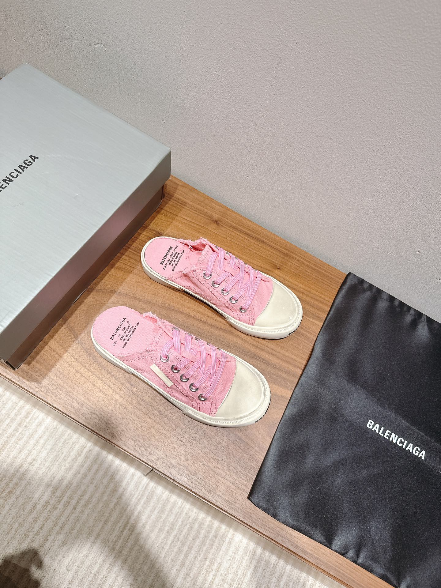 BALENCIAGA 25S SPORT CLOGS IN PINK CANVAS - 35