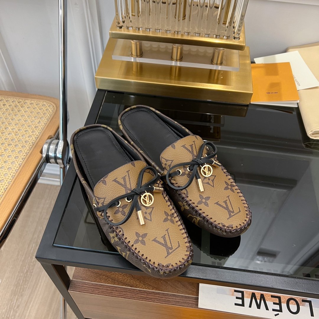 LV GLORIA FLAT LOAFER CLASSIC MONOGRAM PALE BROWN - 35