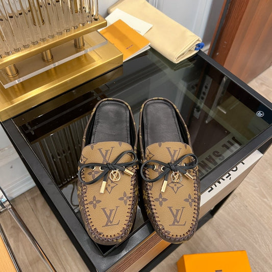 LV GLORIA FLAT LOAFER CLASSIC MONOGRAM PALE BROWN - 35