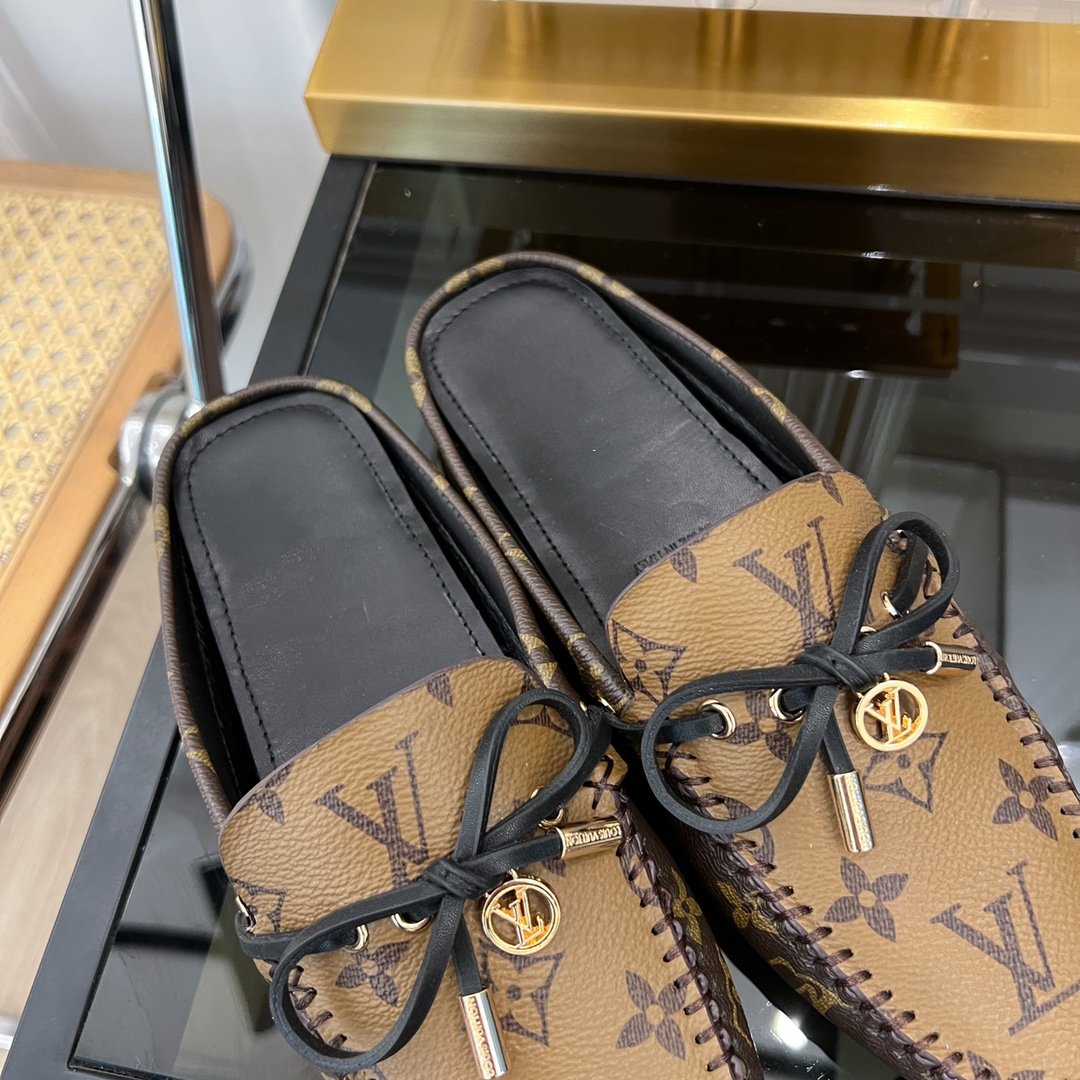 LV GLORIA FLAT LOAFER CLASSIC MONOGRAM PALE BROWN - 35
