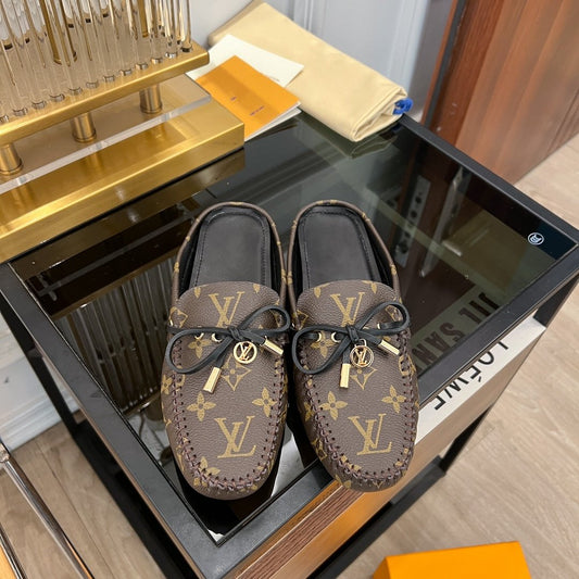 LV GLORIA FLAT LOAFER CLASSIC MONOGRAM BROWN - 35
