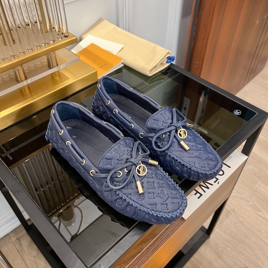LV GLORIA FLAT LOAFER LOGO STAMPING DARK BLUE - 35
