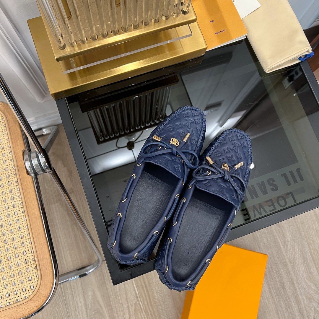 LV GLORIA FLAT LOAFER LOGO STAMPING DARK BLUE - 35