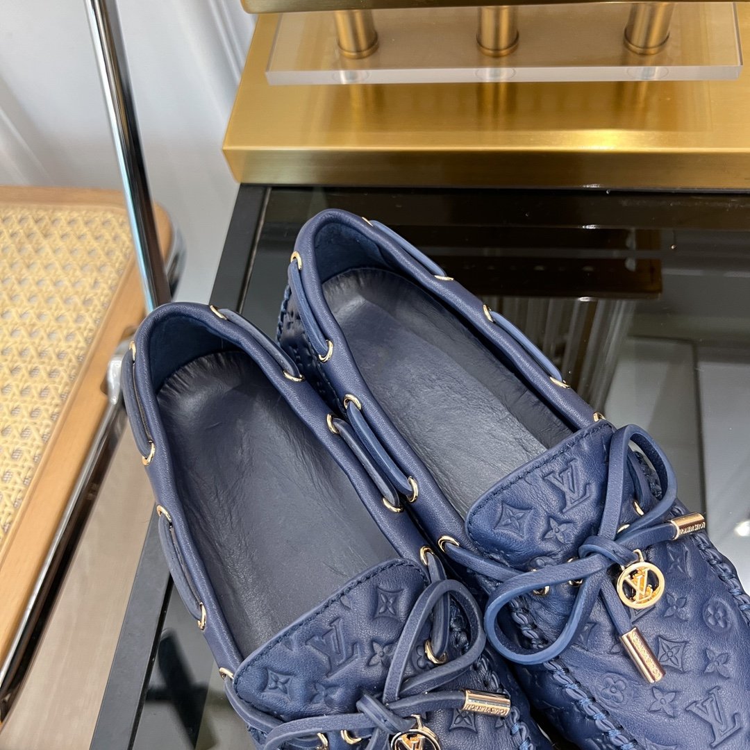 LV GLORIA FLAT LOAFER LOGO STAMPING DARK BLUE - 35