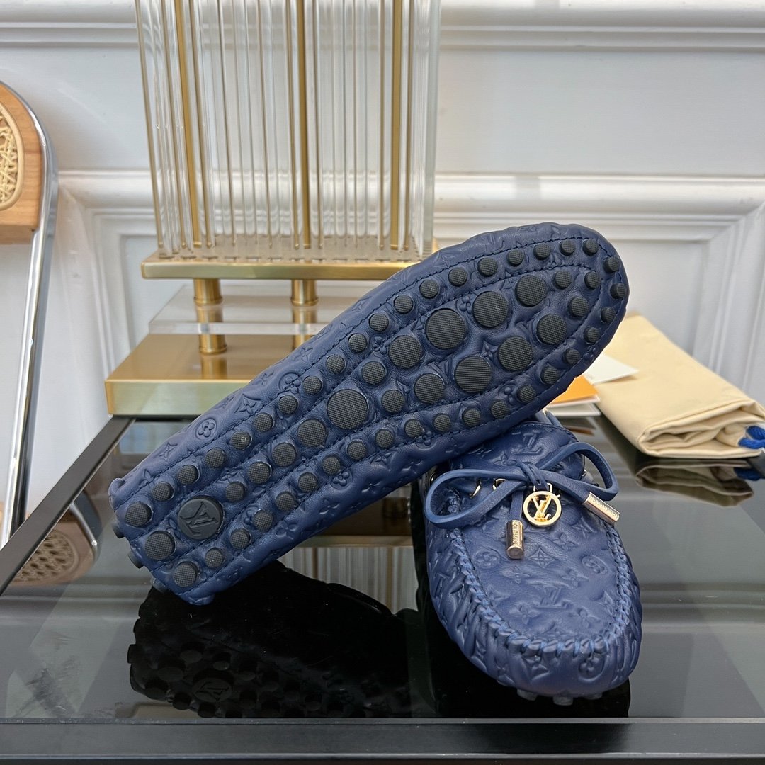 LV GLORIA FLAT LOAFER LOGO STAMPING DARK BLUE - 35
