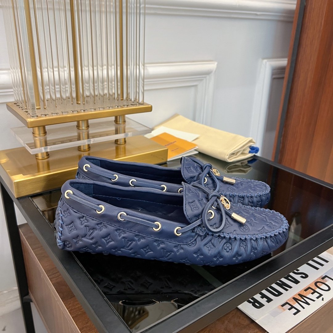 LV GLORIA FLAT LOAFER LOGO STAMPING DARK BLUE - 35
