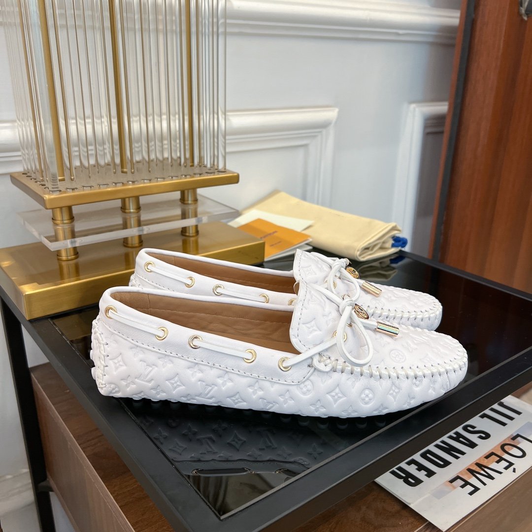 LV GLORIA FLAT LOAFER LOGO STAMPING WHITE - 35